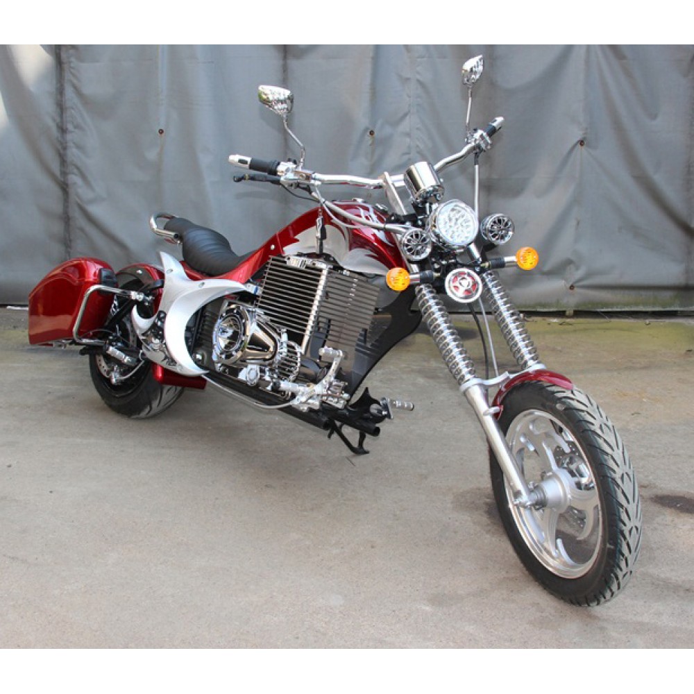 Электромотоцикл GreenCamel Chopper C200, 72V 3000W R15 Красный 4
